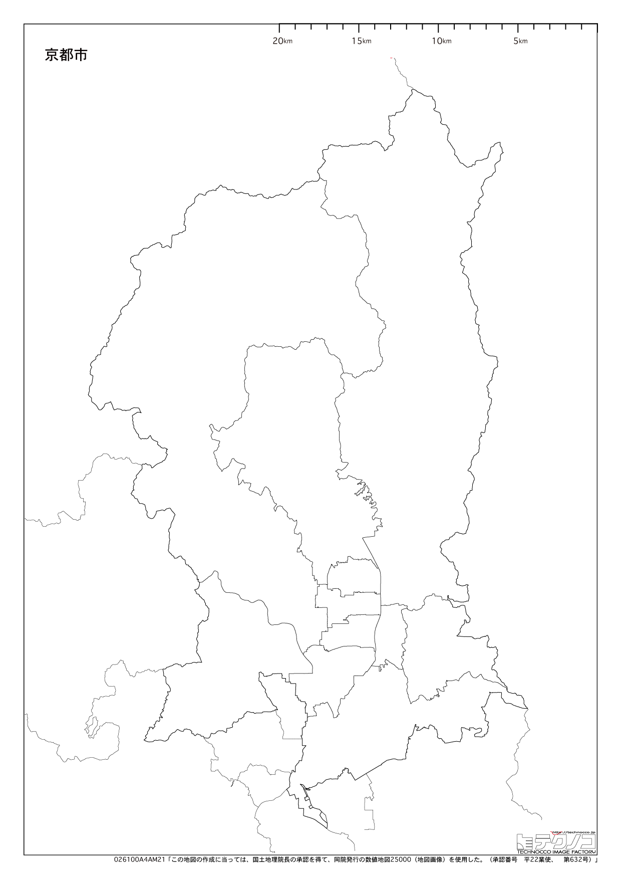 京都府の白地図 都道府県コード26