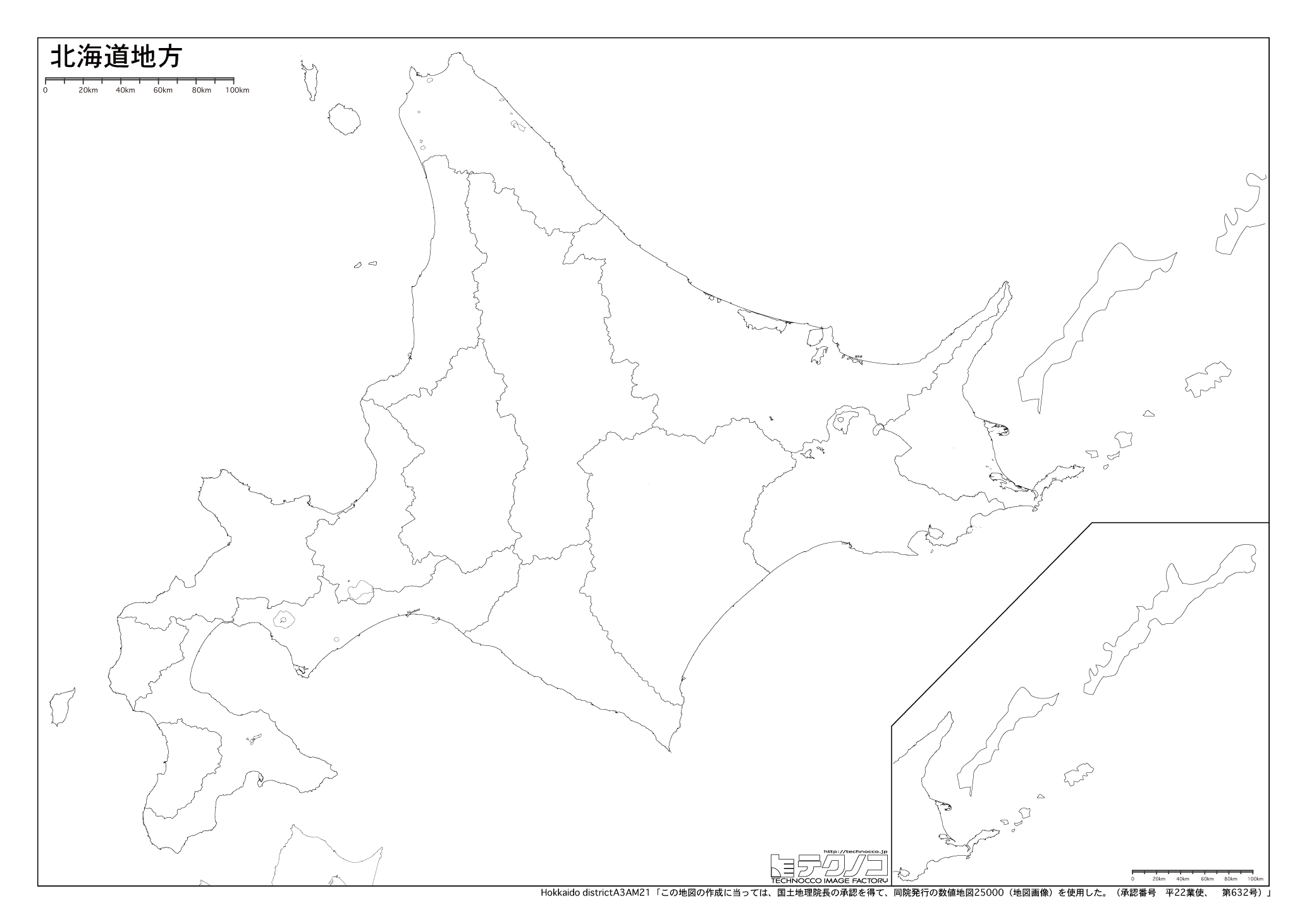 北海道の白地図